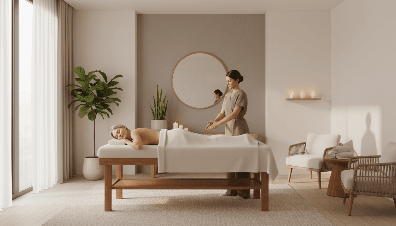 Peaceful massage therapy room